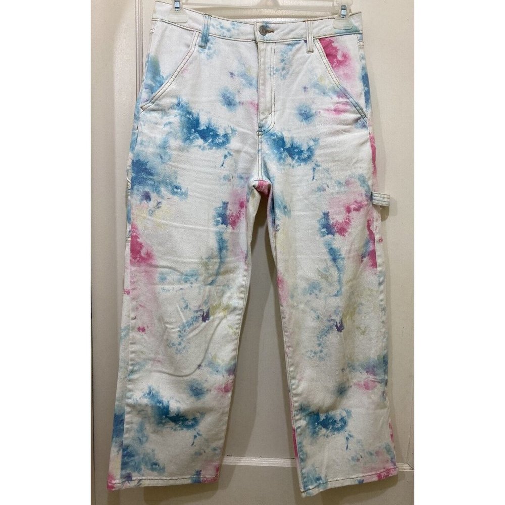 Wild Fable Jeans Tie Dye Multicolor Womens 10 Highest Rise Utility Cropped Denim